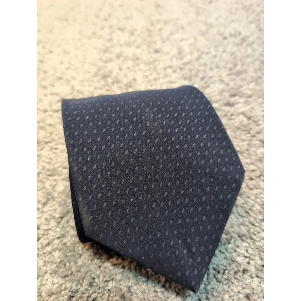 DKNY Mens Navy Blue Silk Tie with Micro Dot‎ Pattern